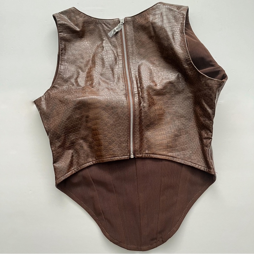 Miaou Campbell Corset In Chocolate Python - image 2